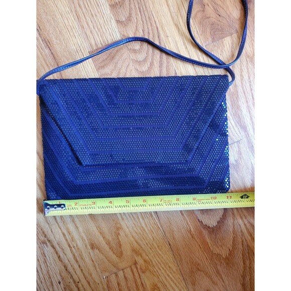 Vintage Lumbered Beaded Mesh Evening Purse Purple with strap - Picture 9 of 11